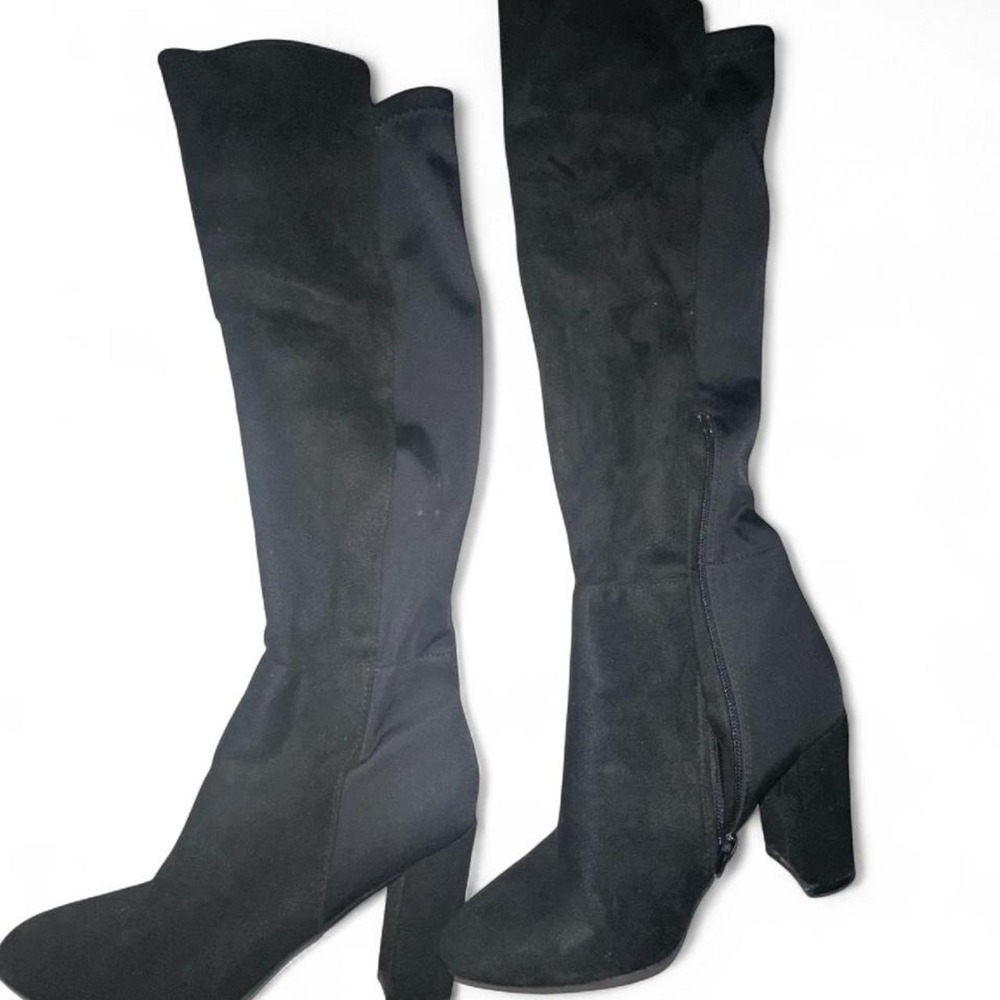 Black suede over the knee boots